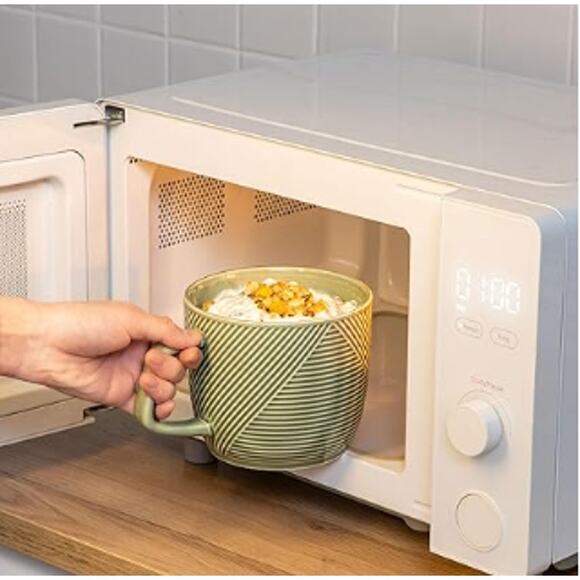 Extra Large 32oz Ceramic Coffee Mug, Soup Bowl with Handle- Green - Picture 4 of 6